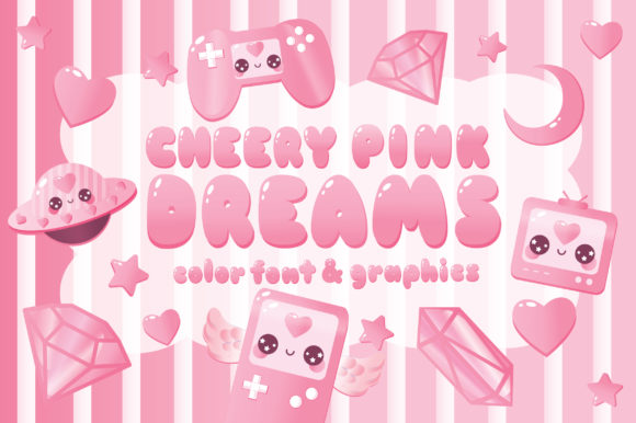 Cheery Pink Dreams: A Playful Color Fonts Choice