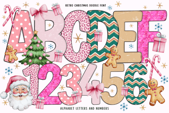 Retro Christmas Doodle Fonts: Vintage Color Fonts for Handmade Joy