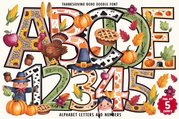 Thanksgiving Boho Doodle Fonts: Color Fonts for Warm, Authentic Branding