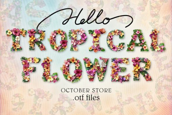 Tropical Flower Color Fonts for Digital Sellers