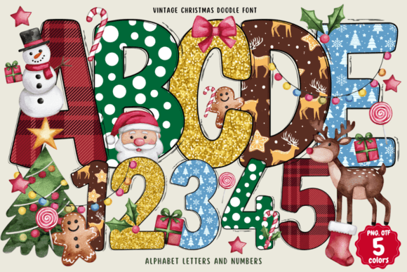 Vintage Christmas Doodle Fonts: Color Fonts for Festive Digital Products